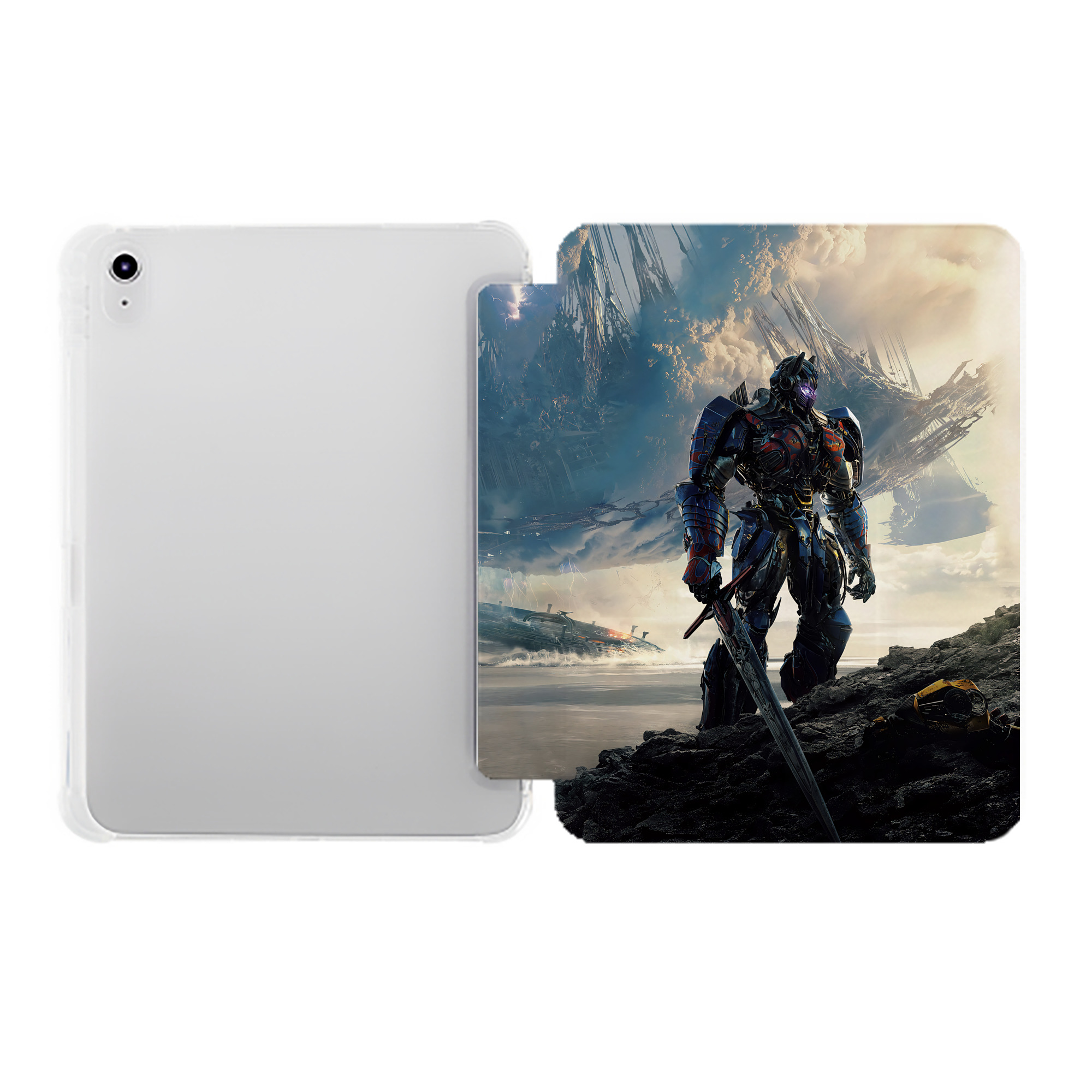 （画像用） Transformers トランスフォーマー IPad ケース ペン収納付き 三つ折りスタンド PUレザー×シリコン 対応機種9.5/10.5/10.9インチ